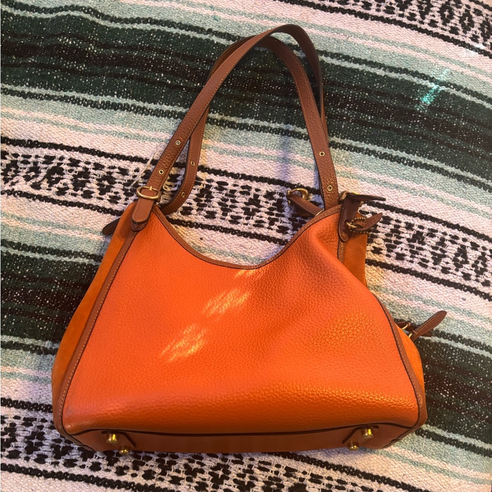 Coach Camel Leather & Suede Shoulder Bag